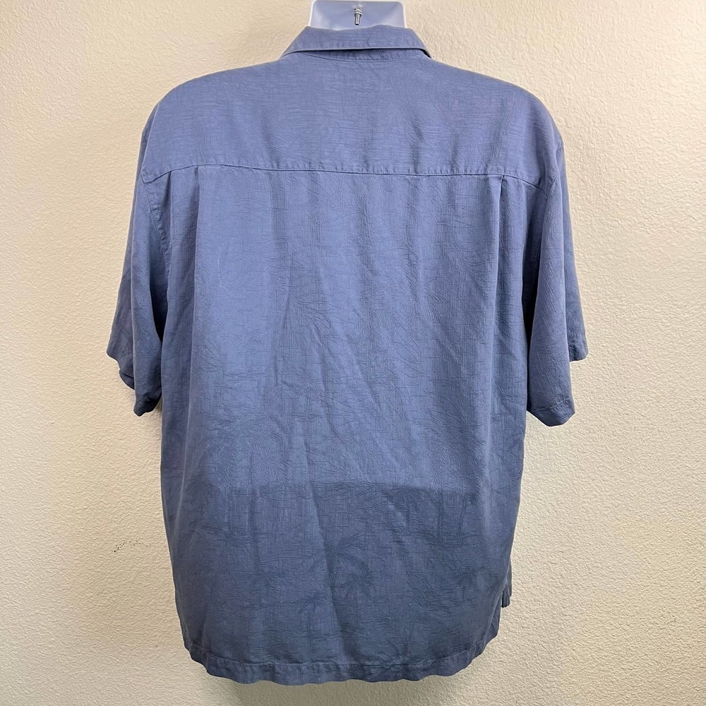 Tommy Bahama Blue Silk Button Down Shirt Men’s XL Tropical Textured Hawaiian - Picture 5 of 7